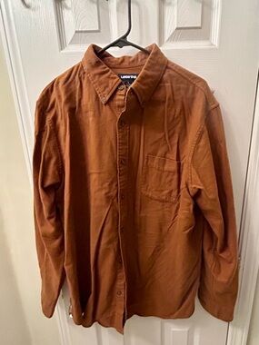 Lands' End Men's Rust Brown Corduroy Button-Up Shirt